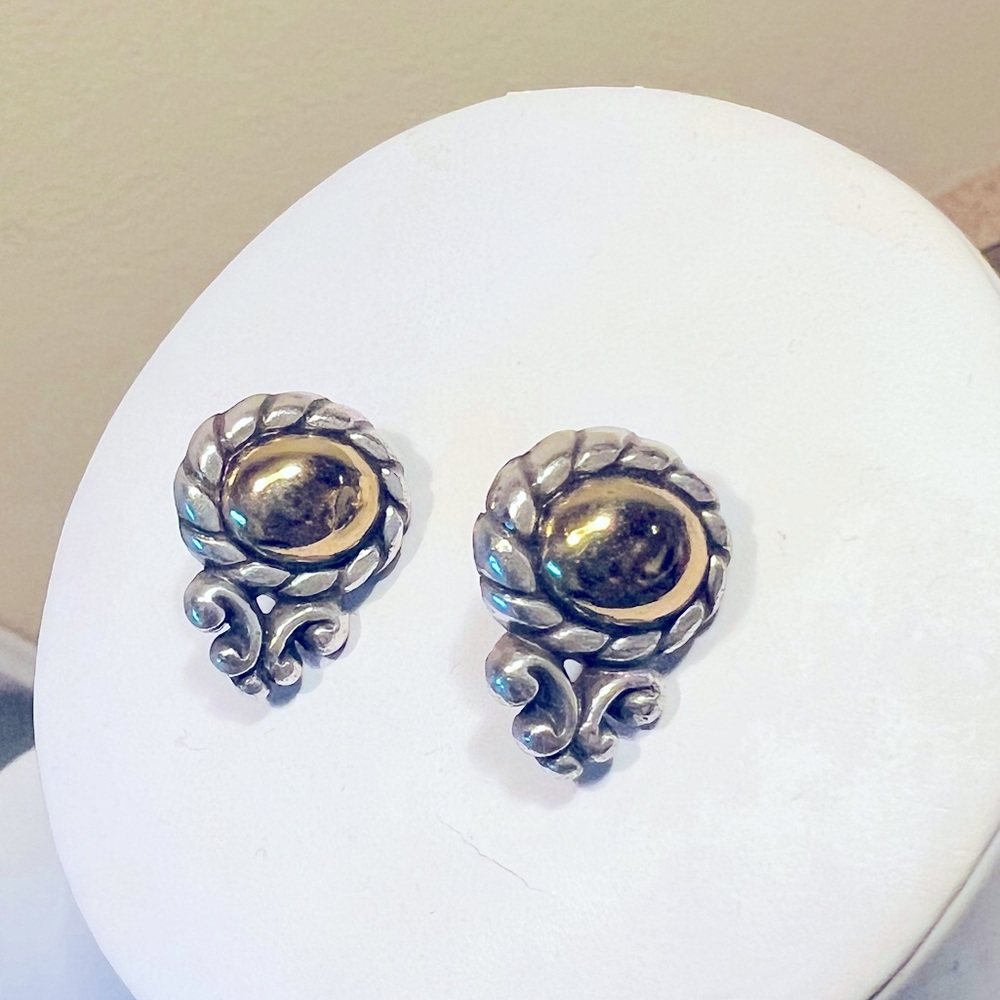 Brighton Moonglow two-tone post earrings.